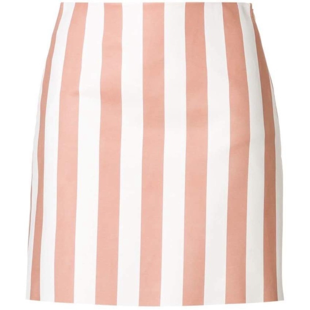 DROMe Designer 100% Leather Striped Mini Skirt